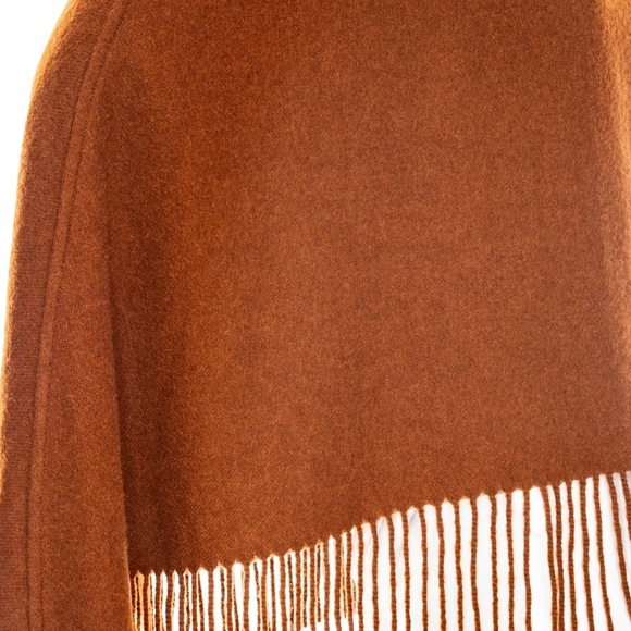 Hermès Brown Cashmere Fringed Cowl-Neck Poncho - Picture 7 of 7